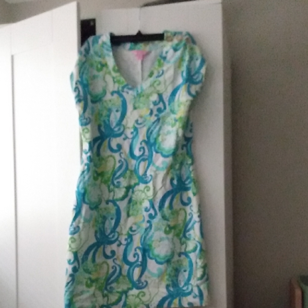 Lilly Pulitzer Blue and Green Swirl Mini Dress